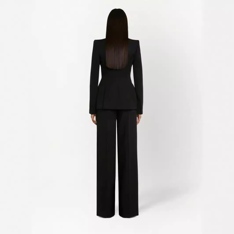 2024 m. pavasario ir rudens naujo stiliaus vieno mygtuko „Ol“ stiliaus, einantis į darbą, temperamentas, plonas, ilgomis rankovėmis, moteriškas vientisos spalvos kostiumas su žalia vaisių apykakle.