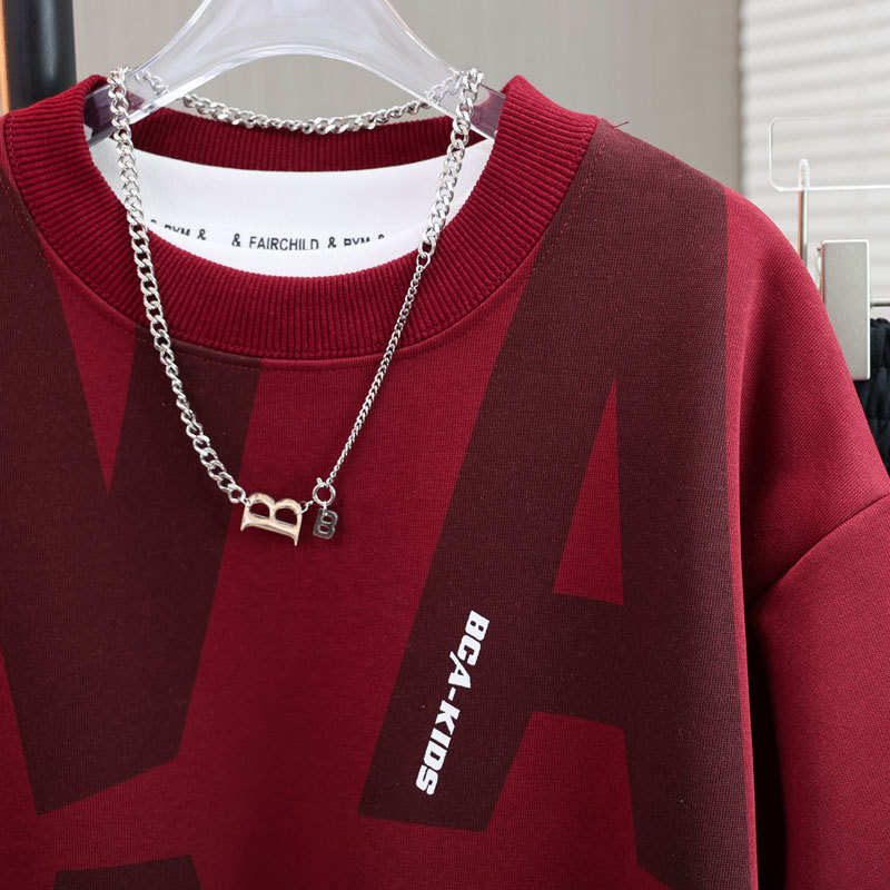 Fiú pulóver öltöny 2024 őszi új sportruházat kétrészes koreai stílusú középső és nagy gyermek alkalmi ruházat férfi ruházat