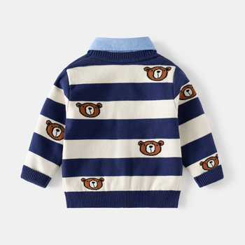 2025 Φθινόπωρο Νέο Κορεάτικο Στυλ Αγοριών Πουλόβερ Παιδικό Πλεκτό Πουλόβερ Ριγέ Πουλόβερ με Βρεφικό Κολάρο Πουλόβερ Χονδρική