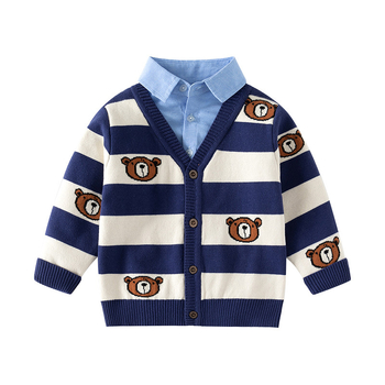 2025 Φθινόπωρο Νέο Κορεάτικο Στυλ Αγοριών Πουλόβερ Παιδικό Πλεκτό Πουλόβερ Ριγέ Πουλόβερ με Βρεφικό Κολάρο Πουλόβερ Χονδρική