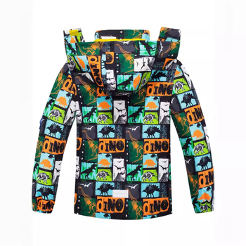 Proljetna i jesenska nova dječja jakna s printom dinosaura, lijepa vanjska vodootporna jakna, prozračna jakna bez kape, jakna s patentnim zatvaračem, majica