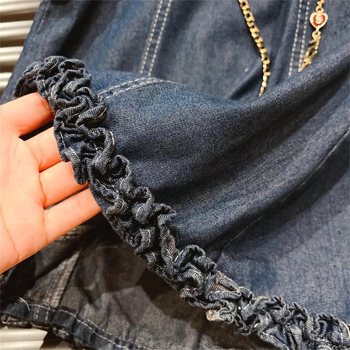 Qiao Yu laste rõivaste hulgimüük tüdrukute teksariietus suvine 24 uus laste väikeste tüdrukute pestud varrukateta vestiga seelik