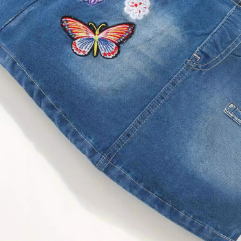 Vasarinė nauja drugelio siuvinėta mergaitės stribų suknelė