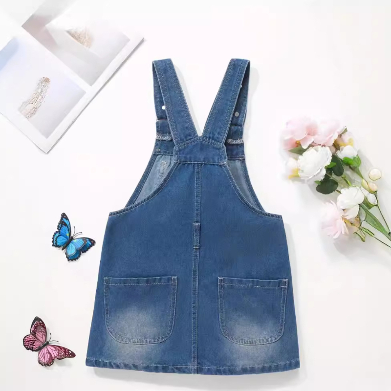 Vasarinė nauja drugelio siuvinėta mergaitės stribų suknelė