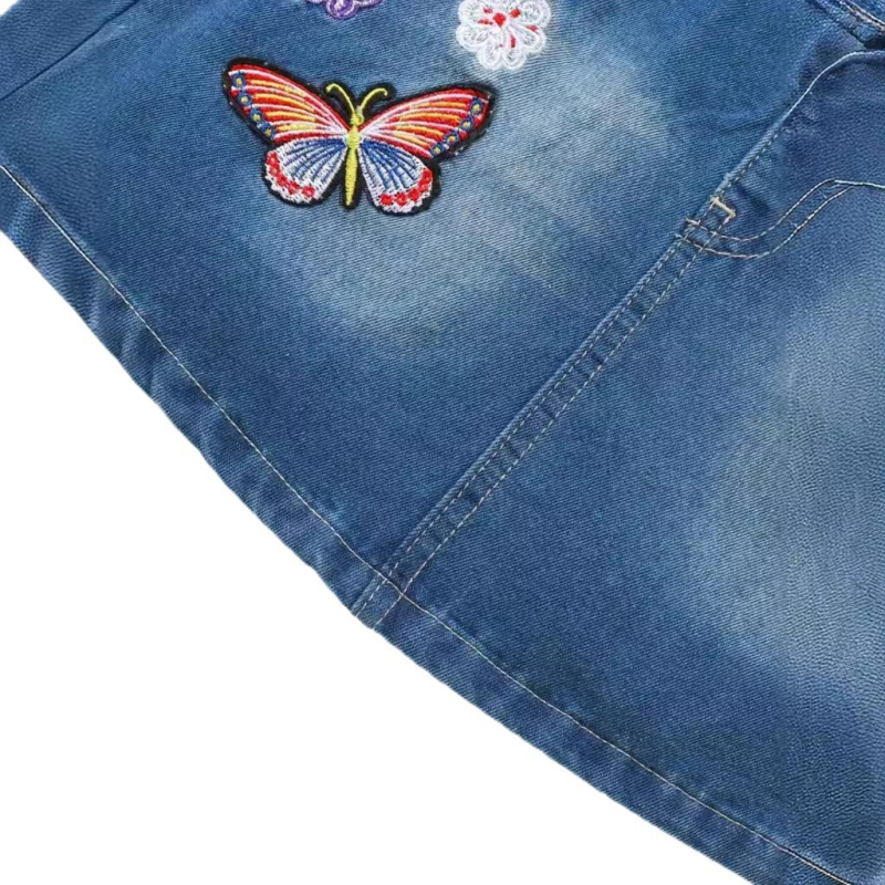 Vasarinė nauja drugelio siuvinėta mergaitės stribų suknelė