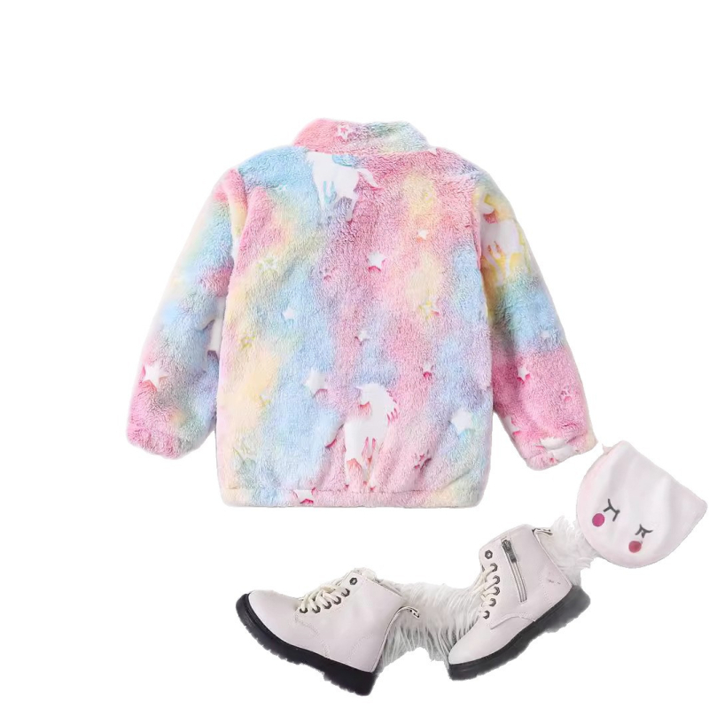 Djevojački kaput s reverom 2024. Nova šarena dvostrana baršunasta gornja odjeća