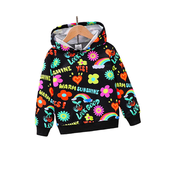 Ārējās tirdzniecības pavasara un rudens meiteņu siltā kapuces jaka ar garām piedurknēm, bērnu ziedu raksta džemperis mazuļiem
