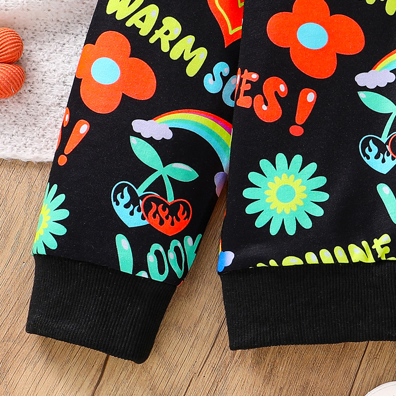 Ārējās tirdzniecības pavasara un rudens meiteņu siltā kapuces jaka ar garām piedurknēm, bērnu ziedu raksta džemperis mazuļiem