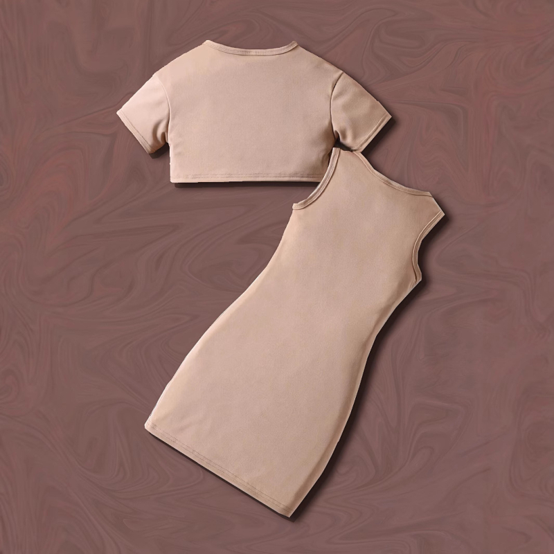 Letné dievčenské šaty s krátkym rukávom a potlačou, cezhraničný zahraničný obchod INS, dvojdielna súprava NEW YORK USA