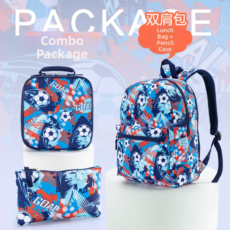 Трансгранична детска ученическа чанта Комплект от три части Лека многофункционална ученическа чанта с карикатурен щампован щамп за ученици от началното училище