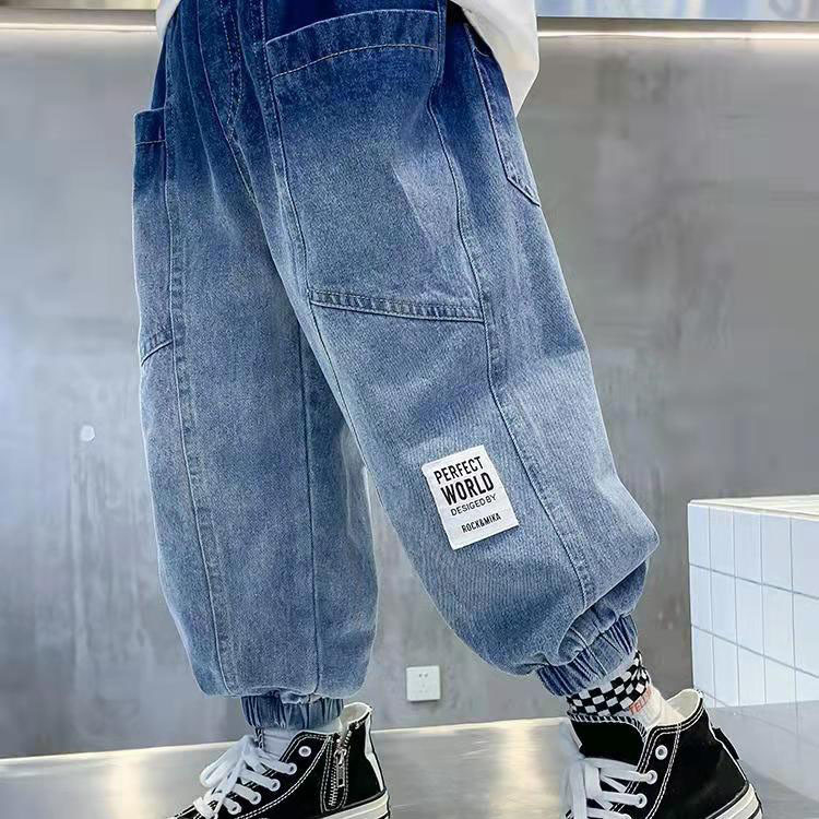 Poiste kevadteksad, keskmised ja suured, laste lääne stiilis tööriided, 2023. aasta uued laste poiste kevad- ja sügispüksid, moebränd