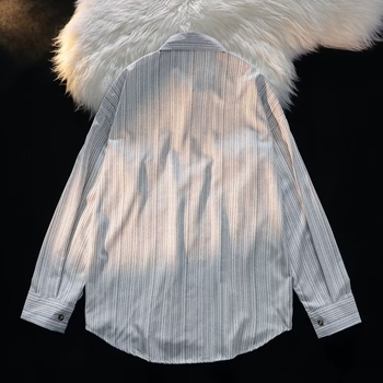 Ιαπωνικό oversize μακρυμάνικο πουκάμισο ανδρών, φθινοπωρινό, υψηλής αισθητικής, νέο στυλ, όμορφο τοπ μπουφάν, μοντέρνο πουκάμισο μάρκας για την άνοιξη και το φθινόπωρο με ριγέ σχέδιο