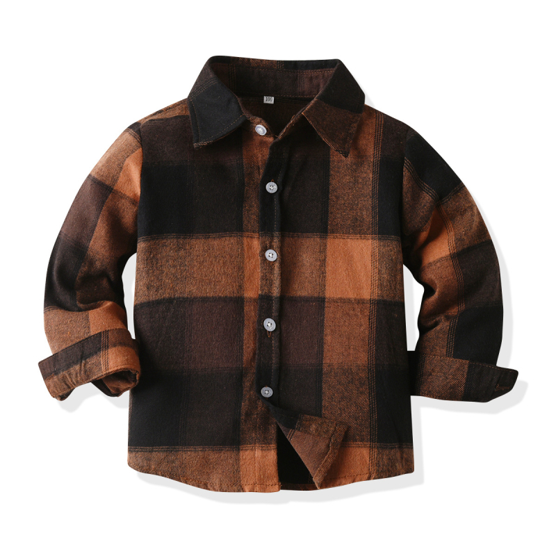 Sügisest poiste uus vabaaja ruuduline pikkade varrukatega särk lastele ja beebidele, lahtise rinnarevääriga särk