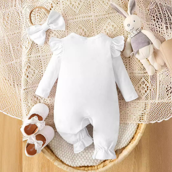 Piiriülene INS vastsündinud beebitüdruku kevad- ja sügisbeebi elevanditrükiga pikkade varrukatega avatav ühes tükis ronimisriiete juukseaksessuaarid