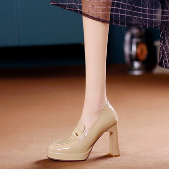 Τετράγωνα ψηλοτάκουνα παπούτσια με τετράγωνο κεφάλι 2025 ανοιξιάτικα αδιάβροχα παπούτσια πλατφόρμας γυναικεία παπούτσια design sense μεσαίο στόμα χοντρά παπούτσια τακουνιού 23116-2