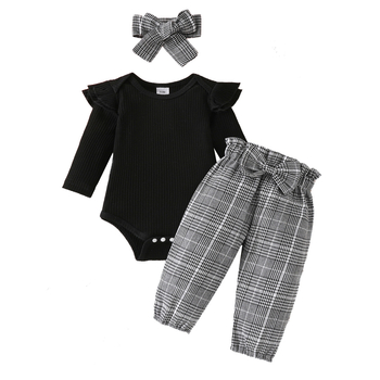 Δημοφιλές σετ τριών τεμαχίων με μακριά μανίκια και δύο στρώσεις από το Amazon, παντελόνι με καρό φιόγκο και μαντήλι για το κεφάλι