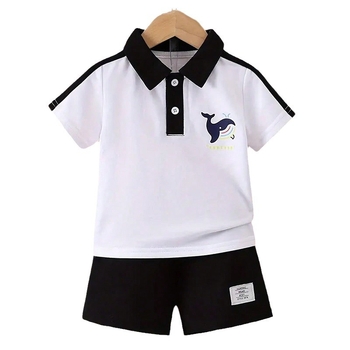 Ležérny chlapčenský oblek Letné oblečenie pre deti s absorpčnými vlastnosťami, detské oblečenie triedy A, letný oblek, tričko s krátkym rukávom, šortky