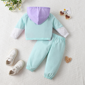 Εξωτερικό Εμπόριο Φθινόπωρο Μωρό Κορίτσι Παιδικό Casual Μοντέρνο Ράψιμο Μακρυμάνικο Φερμουάρ με Κουκούλα Αθλητικό Παντελόνι