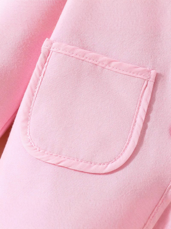 Jesenski i zimski kaput za djevojčice u jednoj boji s kapuljačom i jednim redom kopčanja s džepovima