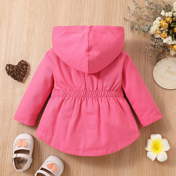 Djevojačka jesensko-zimska vjetrovka za bebe, moderna vanjska odjeća s kapuljačom, strukom i džepovima, ista kao i gornji dio
