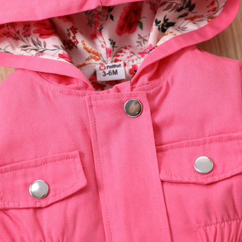 Djevojačka jesensko-zimska vjetrovka za bebe, moderna vanjska odjeća s kapuljačom, strukom i džepovima, ista kao i gornji dio