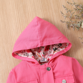 Djevojačka jesensko-zimska vjetrovka za bebe, moderna vanjska odjeća s kapuljačom, strukom i džepovima, ista kao i gornji dio