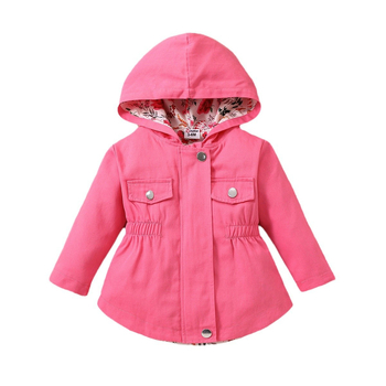 Djevojačka jesensko-zimska vjetrovka za bebe, moderna vanjska odjeća s kapuljačom, strukom i džepovima, ista kao i gornji dio