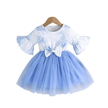 Παιδικά ρούχα για κορίτσια, casual, χαριτωμένο φόρεμα με σχέδιο λουλουδιών, με σχέδιο από πλέγμα, Amazon Cross