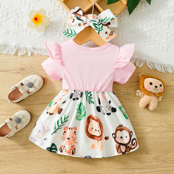 Παιδικά ρούχα καλοκαιρινά ευρωπαϊκά και αμερικανικά κορίτσια φόρεμα νέα παιδική φούστα με κοντό μανίκι εκτύπωσης κινουμένων σχεδίων μια γενιά μαλλιών