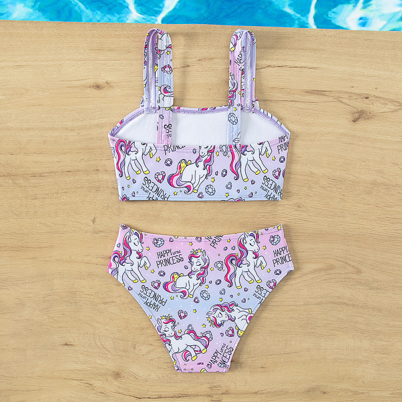 2023. aasta uus tüdrukute lõhestatud ujumistrikoo bikiinikostüüm, koomiksiprindiga, Euroopa ja Ameerika väliskaubandus