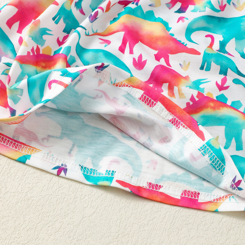 Letné dievčenské šaty bez rukávov, farebný dinosaurus, plná potlač, bezrukávová vesta, sukňa, dievčatko, cezhraničné detské oblečenie, veľkoobchod s oblečením Tide