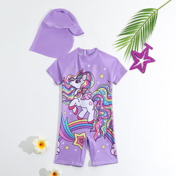 Užsienio prekybos Europa ir Jungtinės Valstijos Vasaros Naujagimės Mergaitės Maudymosi kostiumėlis Mielas Animacinis Vienos dalies Maudymosi kostiumėlio Skrybėlė Dviejų dalių Komplektas