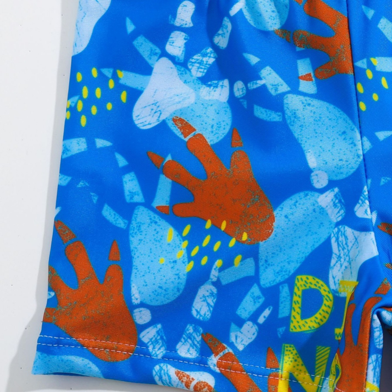 Užsienio prekybos vasaros 2024 berniukų maudymosi kostiumėlis trumpomis rankovėmis, šortai, kepurė, 4 dalių maudymosi kostiumėlis