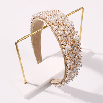 Piiriülesed juukseaksessuaarid, Euroopa ja Ameerika elegantne barokkne käsitööna valminud helmestega peapael, Amazonist pärit kuummüük, pärlmutterpeapael