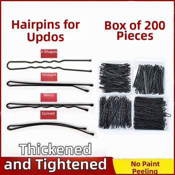 200 juodų, dažytų purškiant, segtukų, plieninių segtukų, plaukų segtukų, kirpčiukų segtukų, unisex plaukų aksesuarų, japoniško ir korėjietiško stiliaus