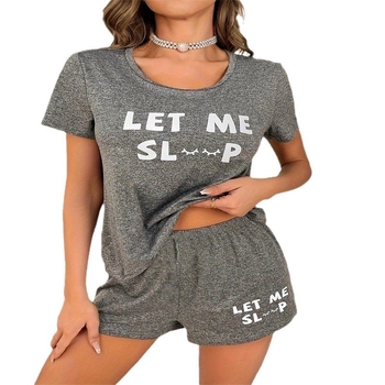 Populaarsed Xiyin Temu Amazon TK koduriietuse pidžaamad, naiste ülikond, tumehall, lühikeste varrukatega, vabaaja ja mugavad püksid