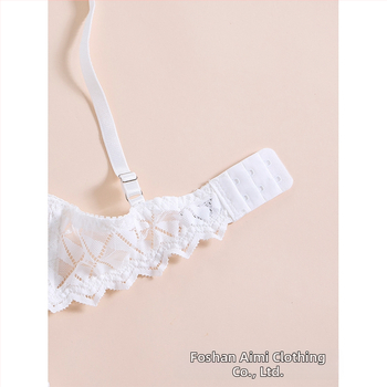 Y2024 karštai parduodama prancūziško stiliaus pusės kaušelio seksuali nėriniuota liemenėlė, netuščio kaušelio apatinio trikotažo seksualus baltas komplektas 24022