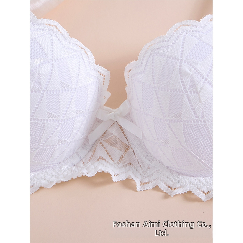 Y2024 Най-продаван секси дантелен сутиен във френски стил с половин чашка, секси комплект бельо с непразни чашки, бял 24022