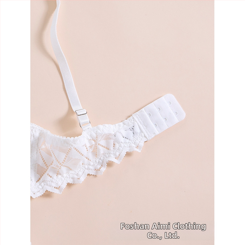 Y2024 Най-продаван секси дантелен сутиен във френски стил с половин чашка, секси комплект бельо с непразни чашки, бял 24022