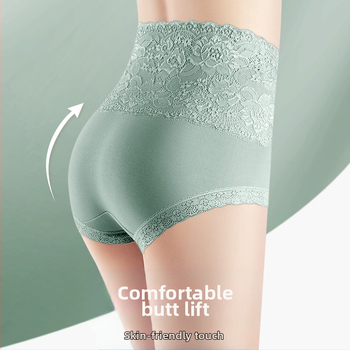Γυναικεία εσώρουχα με ψηλή μέση από δαντέλα και βαμβάκι, ζακάρ, αναπνεύσιμο παντελόνι μέσης, μεταξωτό καβάλο από μουριά, χονδρικής