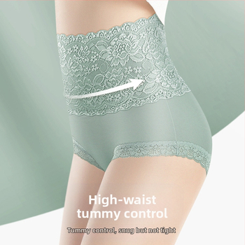 Γυναικεία εσώρουχα με ψηλή μέση από δαντέλα και βαμβάκι, ζακάρ, αναπνεύσιμο παντελόνι μέσης, μεταξωτό καβάλο από μουριά, χονδρικής