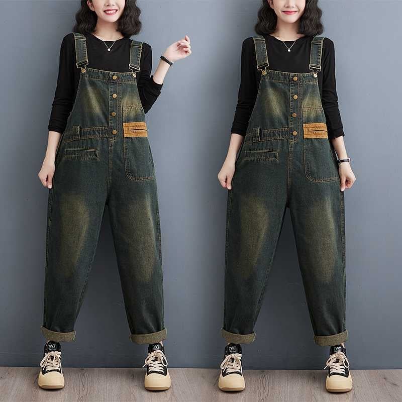 Реални тиранти за големи размери Denim 2024, нови свободни, ежедневни, модни, Joker art, съчетаващи цветове