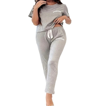 Διασυνοριακές εκρήξεις Ελληνικά Tk Amazon Αρχική σελίδα Ρούχα Πιτζάμες Γυναικείο κοστούμι Casual Letter Γκρι Κοντό μανίκι Παντελόνι