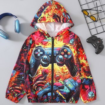 Трансгранична гореща разпродажба Нови детски космически печат Диверсифицирани игри Спортни качулки с цип Дишаща суитшърт