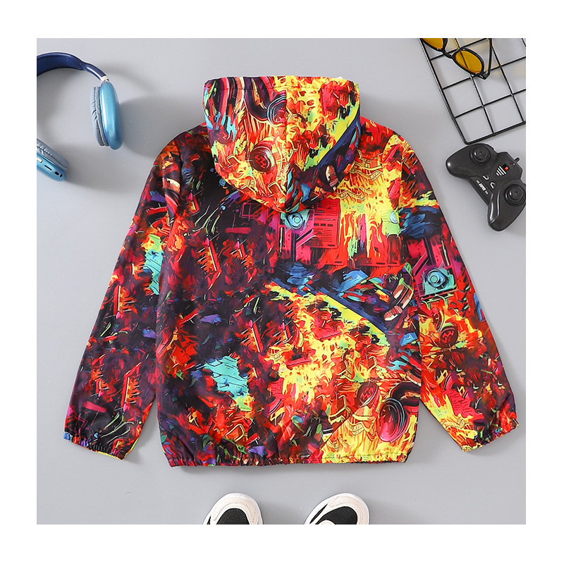 Трансгранична гореща разпродажба Нови детски космически печат Диверсифицирани игри Спортни качулки с цип Дишаща суитшърт