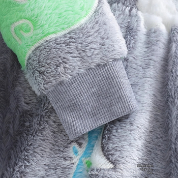 Χειμερινό βελούδινο κοστούμι για αγόρια με στρογγυλή λαιμόκοψη, ζεστό, casual, μοτίβο κινουμένων σχεδίων, σετ δύο τεμαχίων