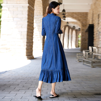 Jarné 2025 Nové vintage vyšívané džínsové šaty Elegantné úzke šaty s rybím chvostom 82533