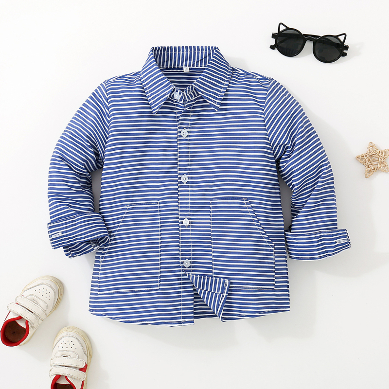 2024. aasta piiriülesed poiste kevad- ja sügispluusid, triibulised pikkade varrukatega särgid, väikeste ja keskmise suurusega laste lahtised kardiganid, topid