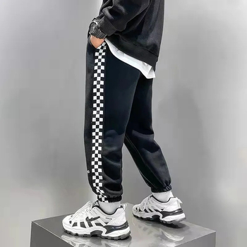 Lasteriided Poiste sügispüksid 2023 Uued Korea stiilis kevad- ja sügispüksid, keskmised ja suured laste malelaua mustriga, trendikad sügispüksid