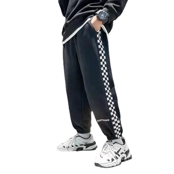 Lasteriided Poiste sügispüksid 2023 Uued Korea stiilis kevad- ja sügispüksid, keskmised ja suured laste malelaua mustriga, trendikad sügispüksid